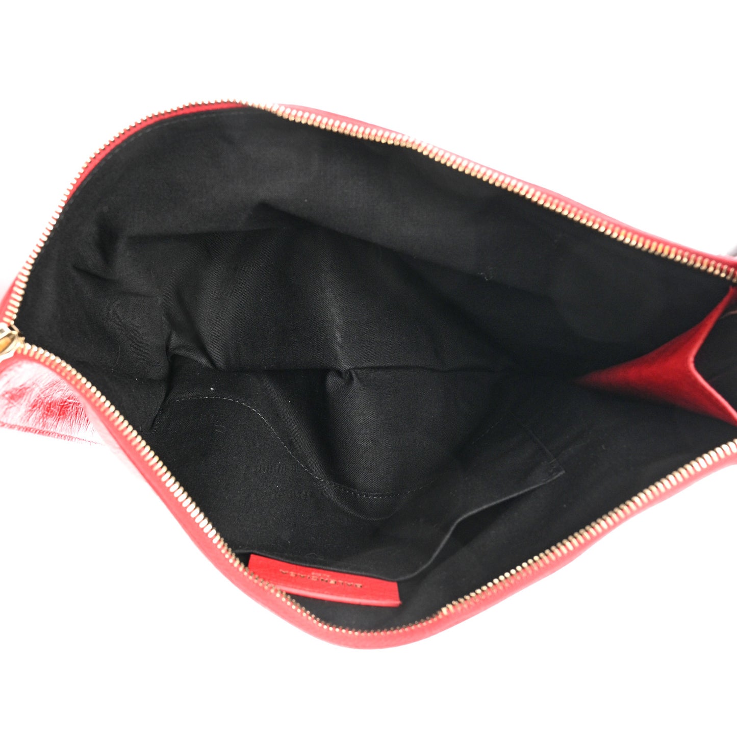 Agneau Stadio Giant 12 Gold Hardware Pouch Rouge Cardinal