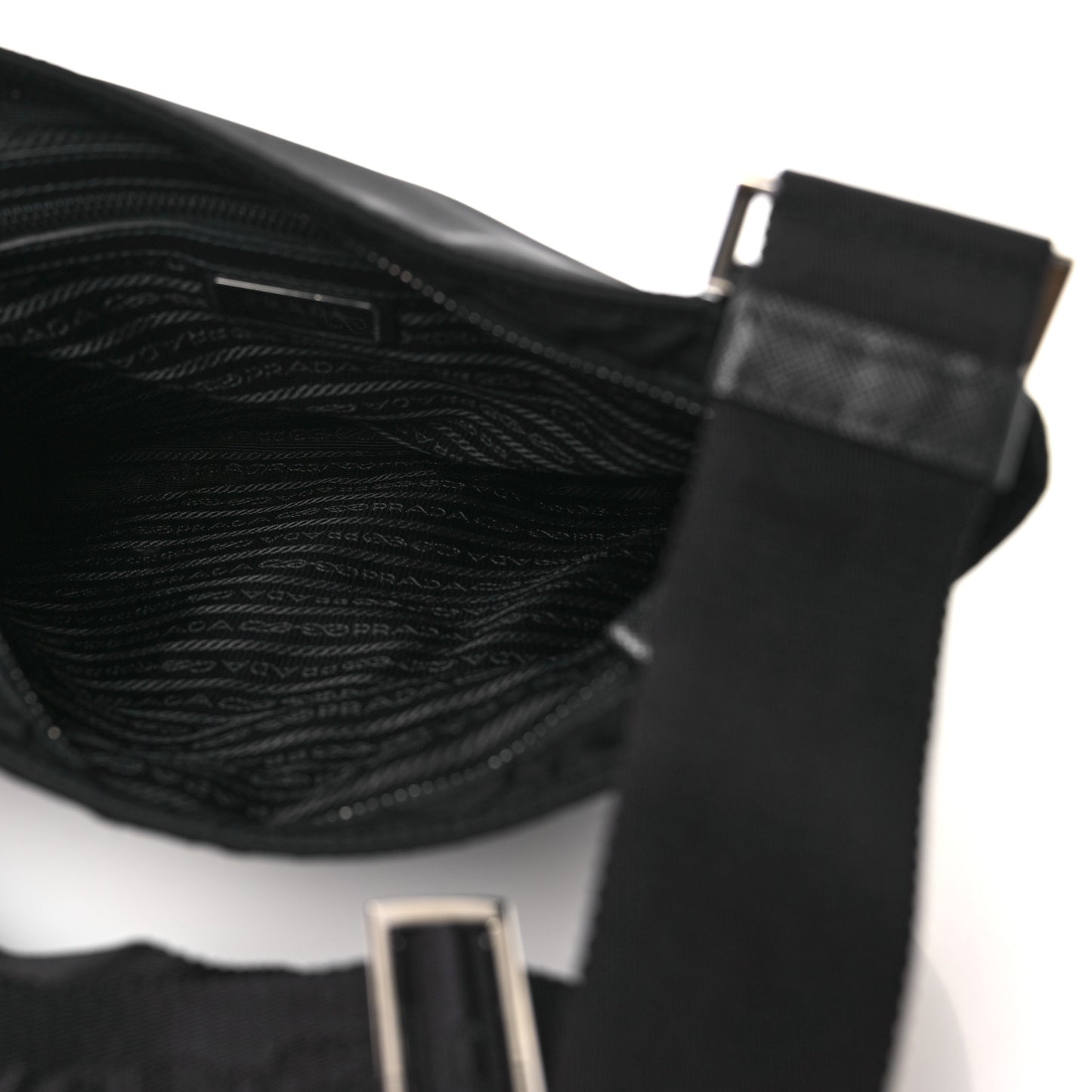 Tessuto Nylon Saffiano Flat Messenger Bag Black