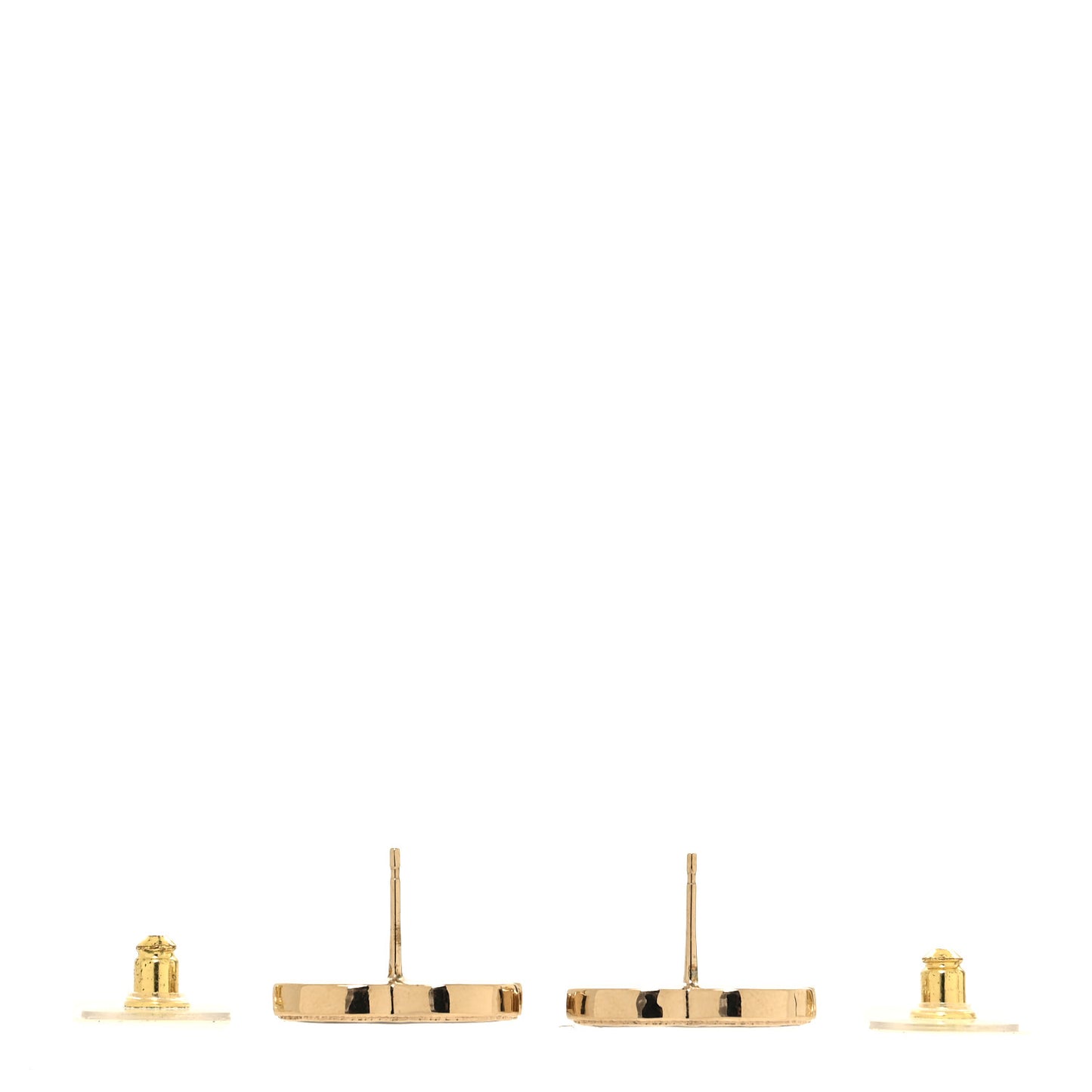Metal Enamel CC Earrings Black Gold