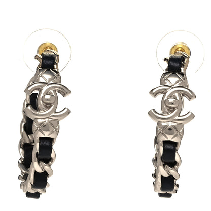 Chanel Lambskin CC Turnlock Chain Hoop Earrings Gold Black 1 of 4