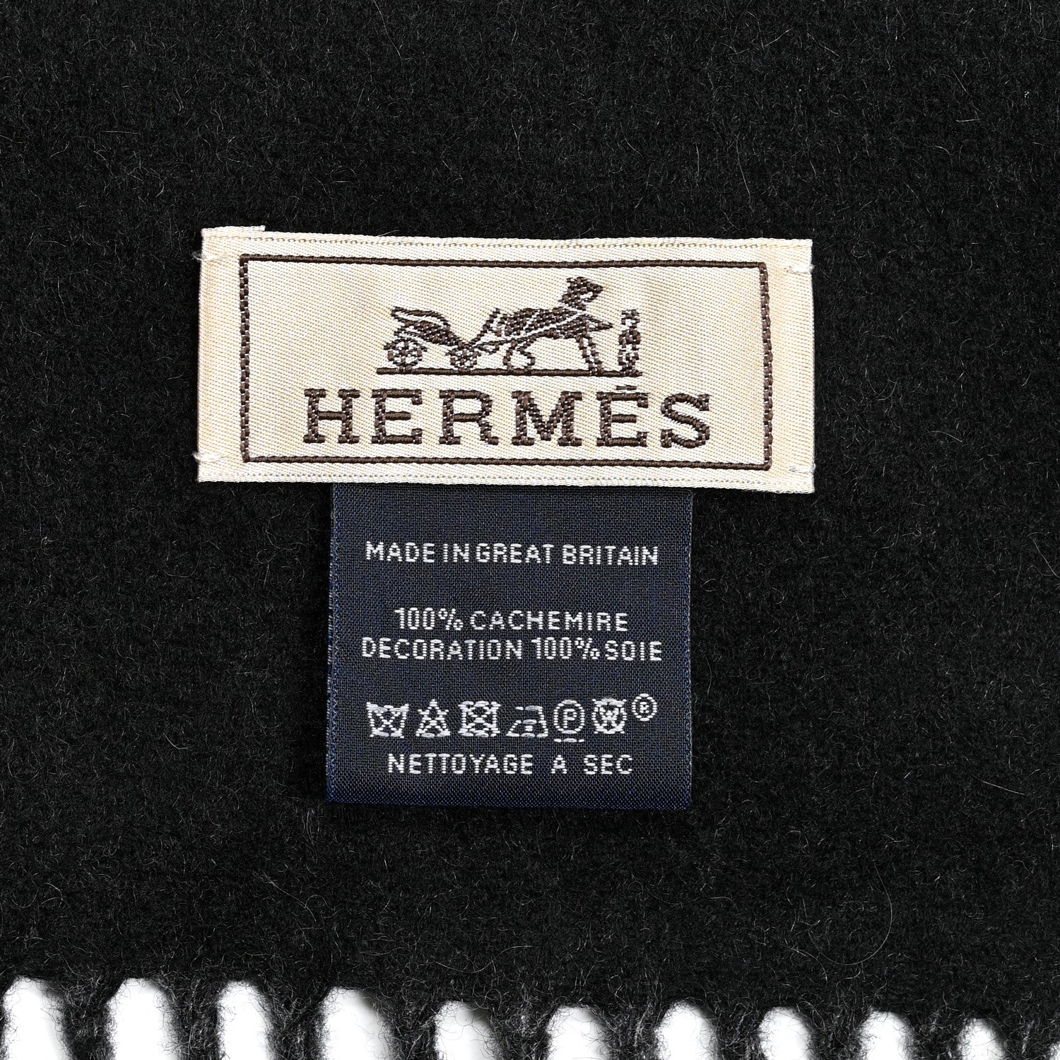 Hermes Cashmere Lucky Muffler Flanelle Black 3 of 3