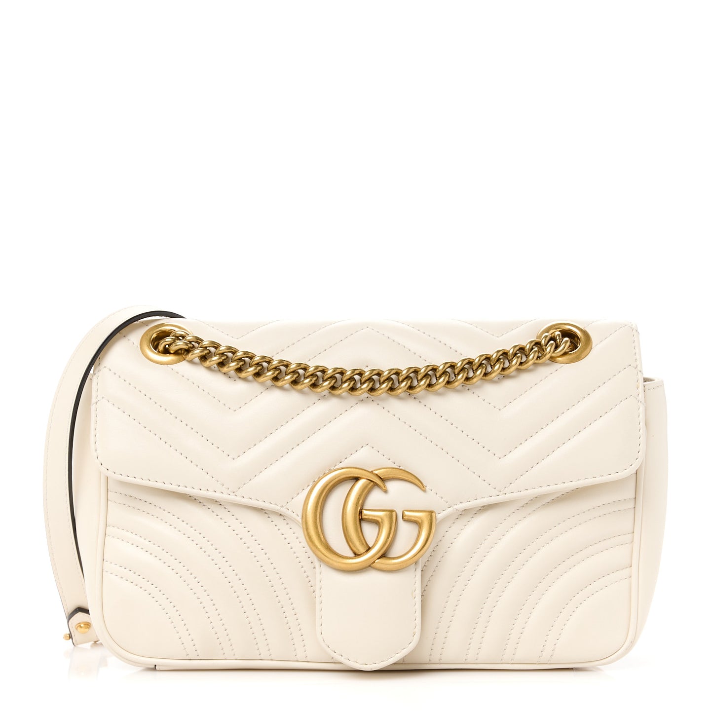Calfskin Matelasse Small GG Marmont Shoulder Bag White
