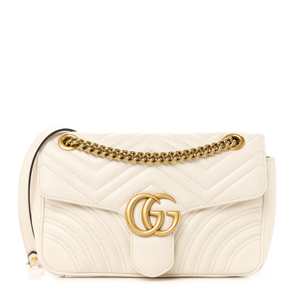 Gucci Calfskin Matelasse Small GG Marmont Shoulder Bag White 1 of 11