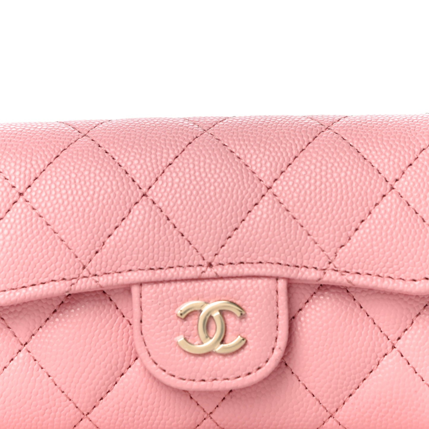 Caviar Quilted Flap Card Holder Wallet Light Pink