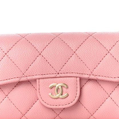 Chanel Caviar Quilted Flap Card Holder Wallet Light Pink 9 of 12