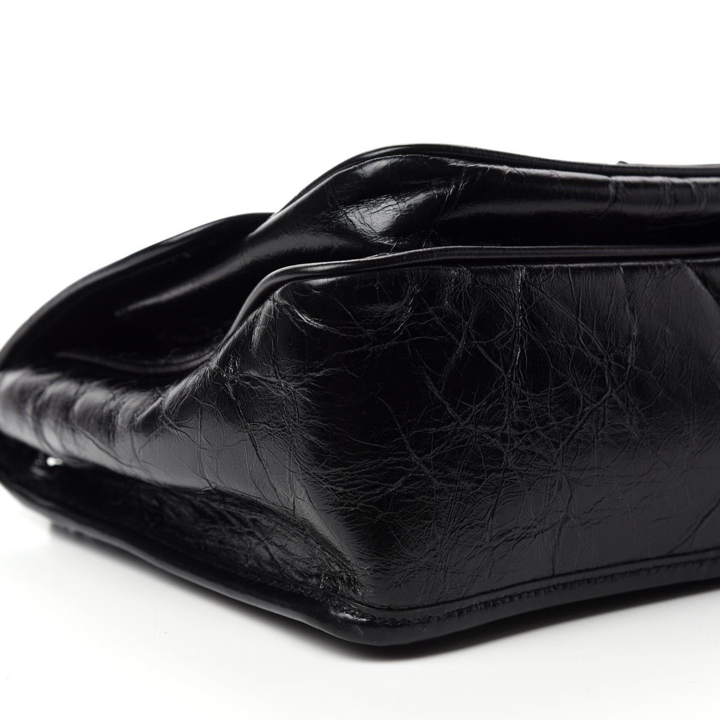 Crinkled Calfskin Matelasse Monogram Medium Niki Chain Satchel Black