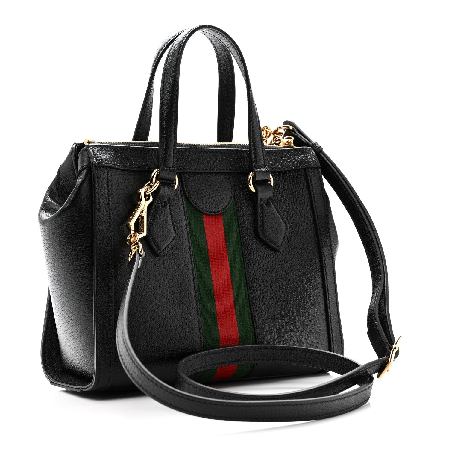 Gucci Textured Calfskin Web Small Ophidia Tote Bag Black 3 of 10