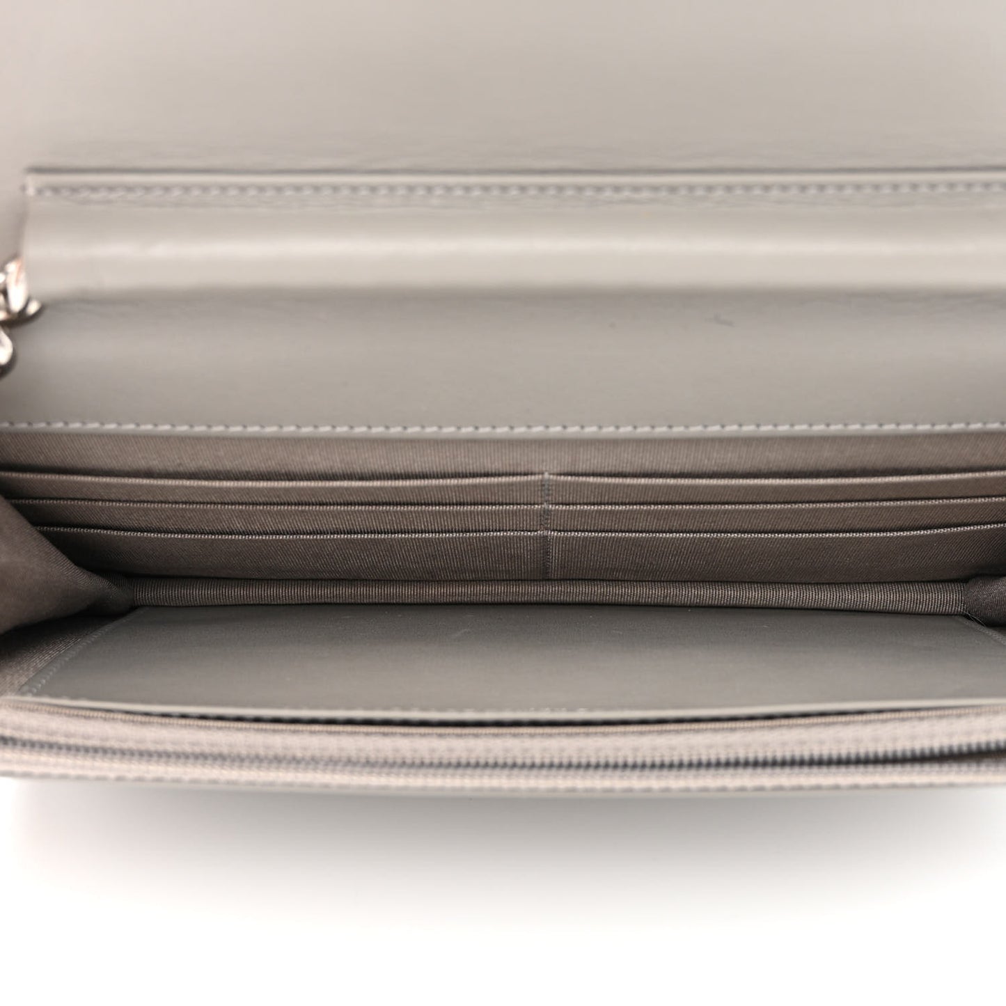 Caviar Quilted Boy Wallet On Chain WOC Grey