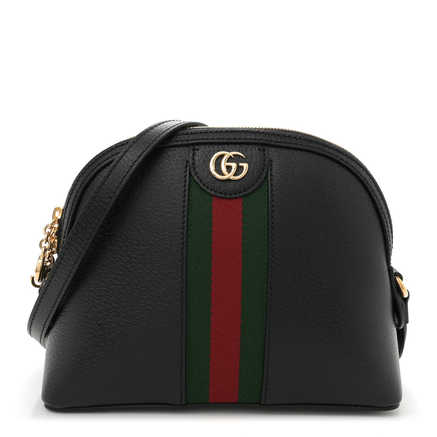 Gucci Calfskin GG Web Small Ophidia Dome Shoulder Bag Black 1 of 10