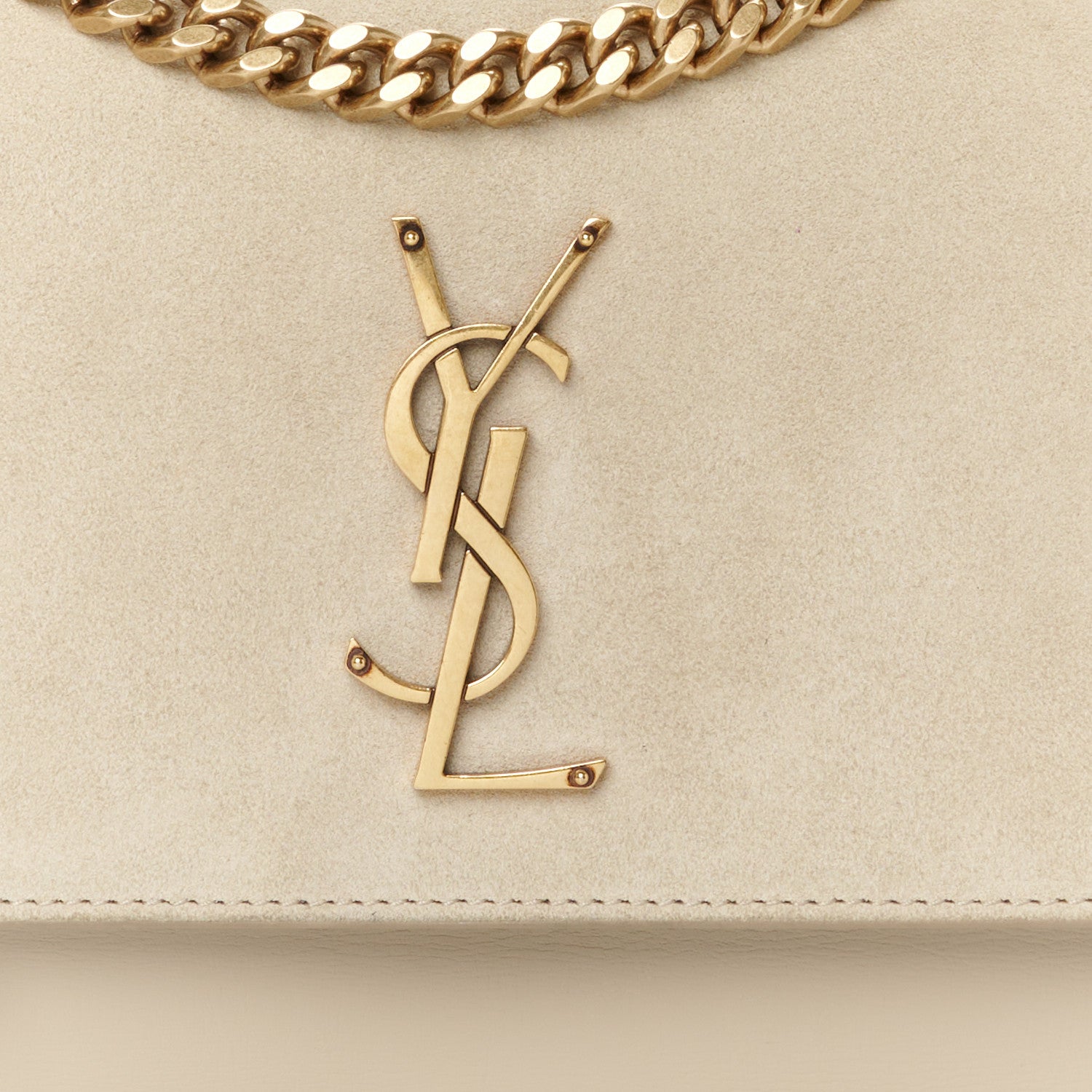 Saint Laurent Suede Calfskin Medium Monogram Sunset Beige 10 of 12
