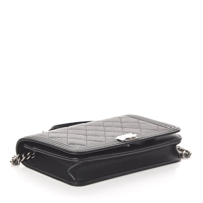Chanel Caviar Quilted Boy Wallet On Chain WOC Black 4 of 11
