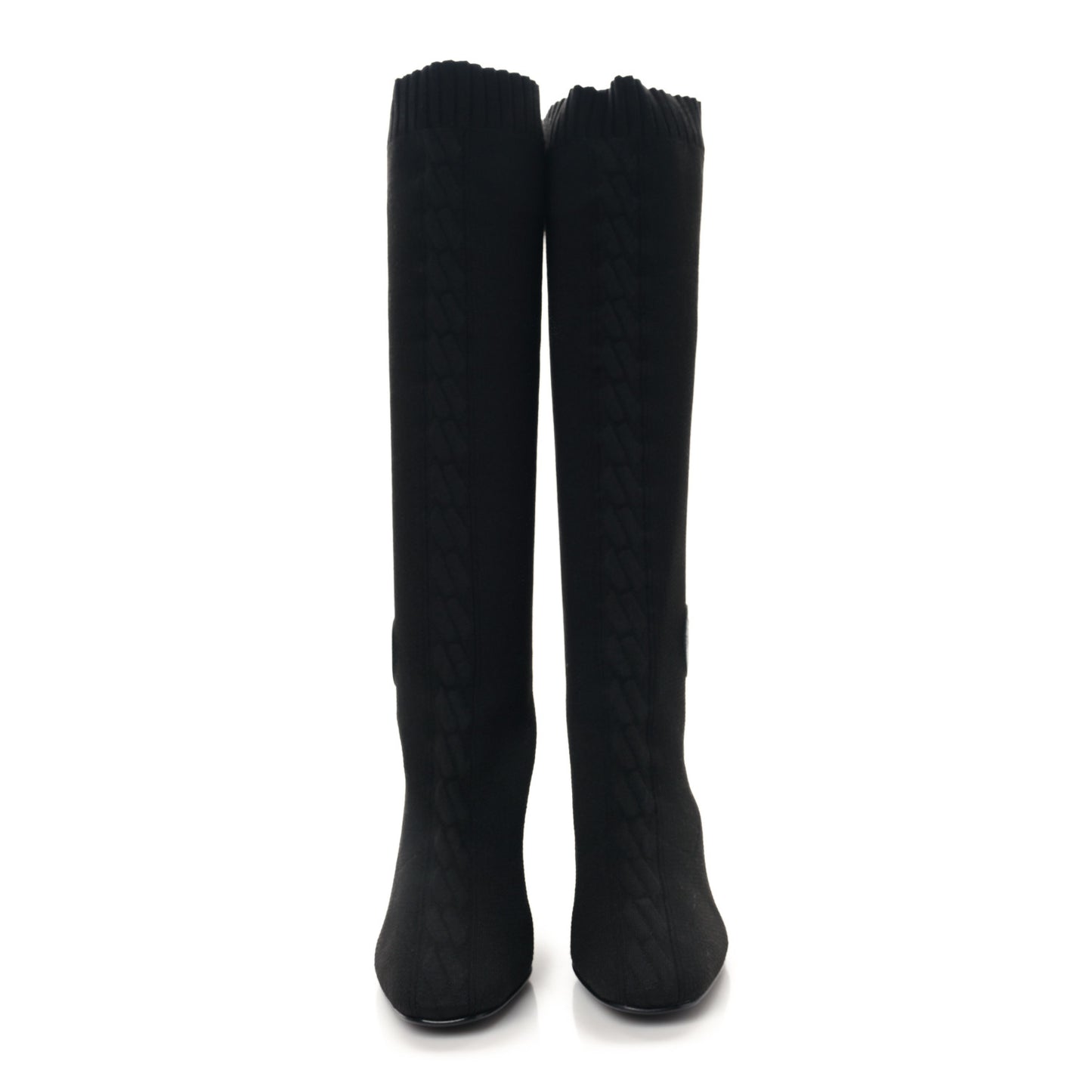 Knit Calfskin Fontaine 60 Boots 36 Black