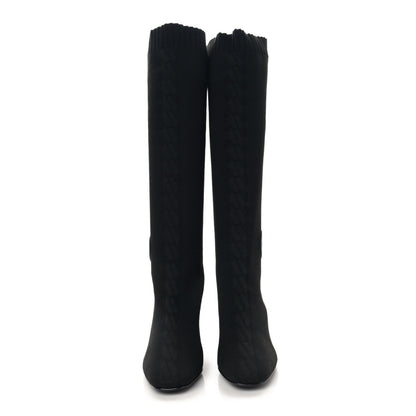 Hermes Knit Calfskin Fontaine 60 Boots 36 Black 2 of 7