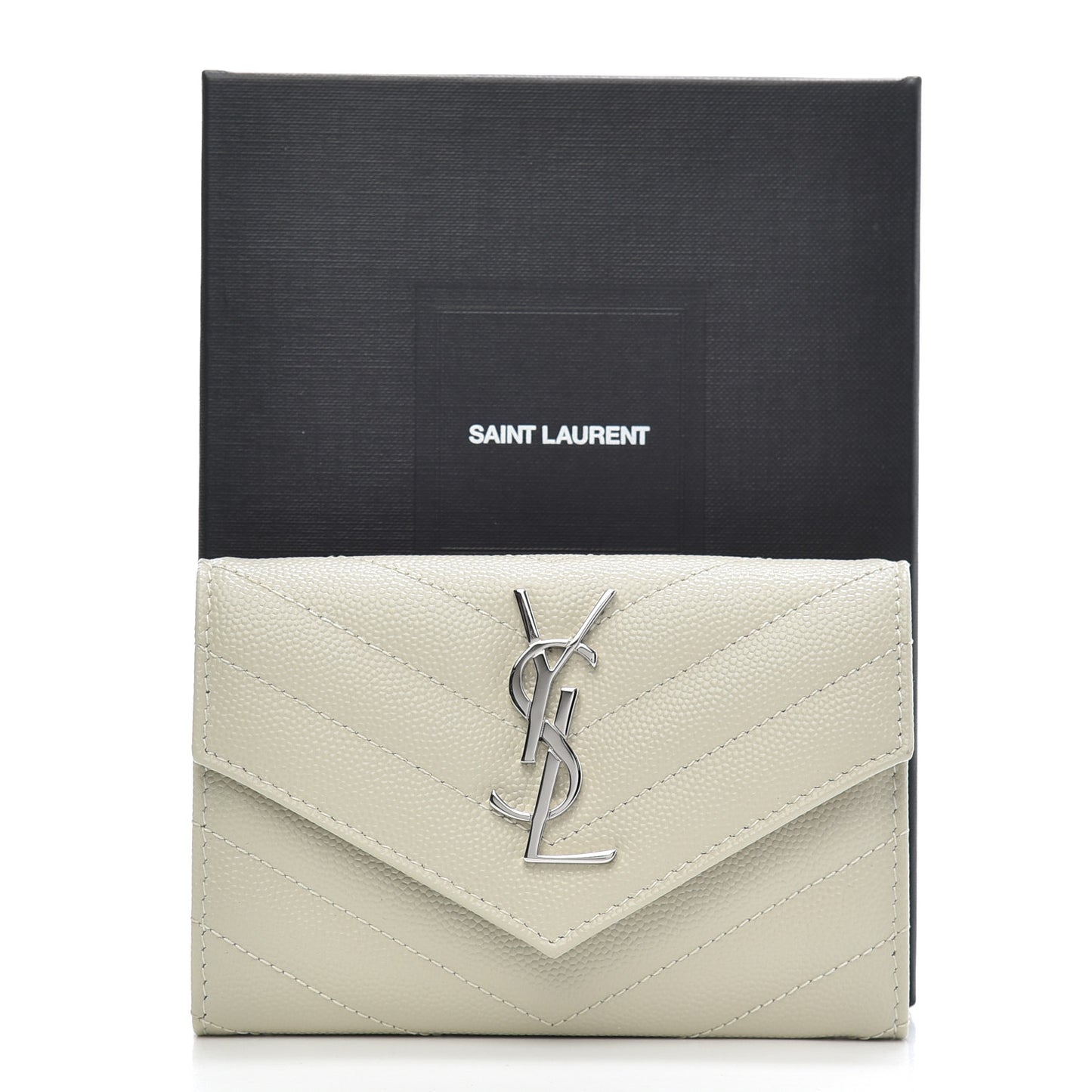 Grain De Poudre Matelasse Chevron Small Monogram Envelope Wallet Crema Soft
