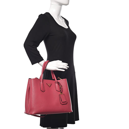 Prada Saffiano Cuir Medium Double Bag Peonia 3 of 9