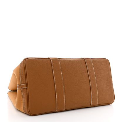 Hermes Toile Militaire Vache Country Verso Garden Party 36 PM Gold Dune Magnolia 4 of 10