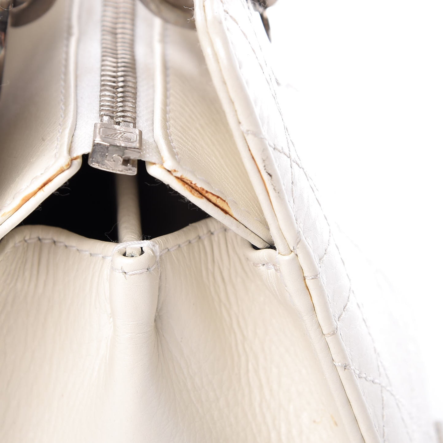 Calfskin Cannage Stitched East West Lady Dior White