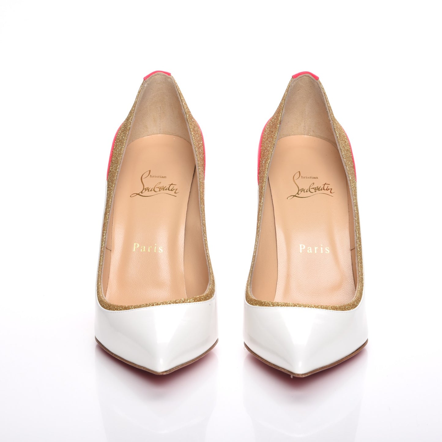 Glitter Patent Fluo Tucsick 100 Pumps 38 White Gold