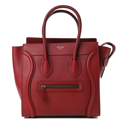 Celine Drummed Calfskin Micro Luggage Merlot 1 of 4