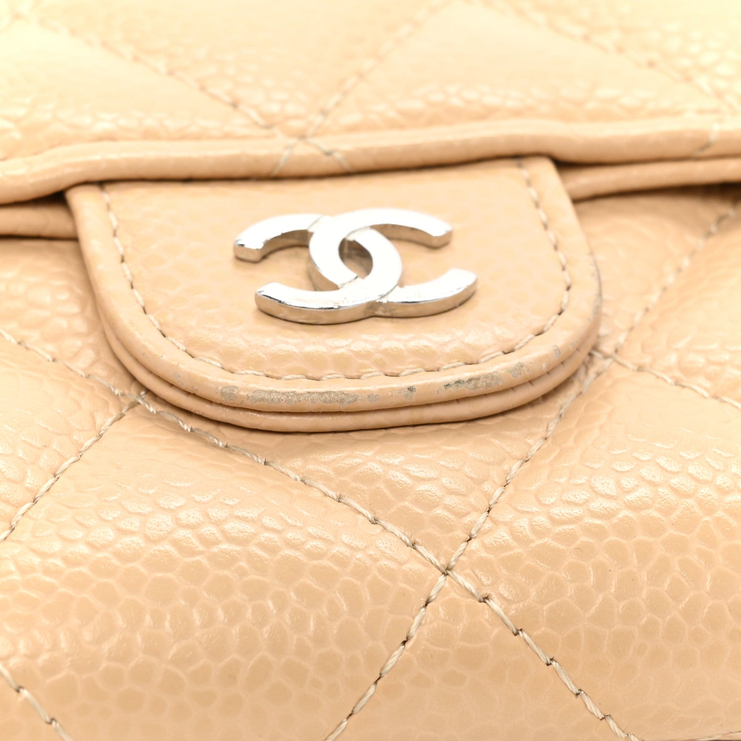 Chanel Caviar Quilted Large Gusset Flap Wallet Beige 12 of 13