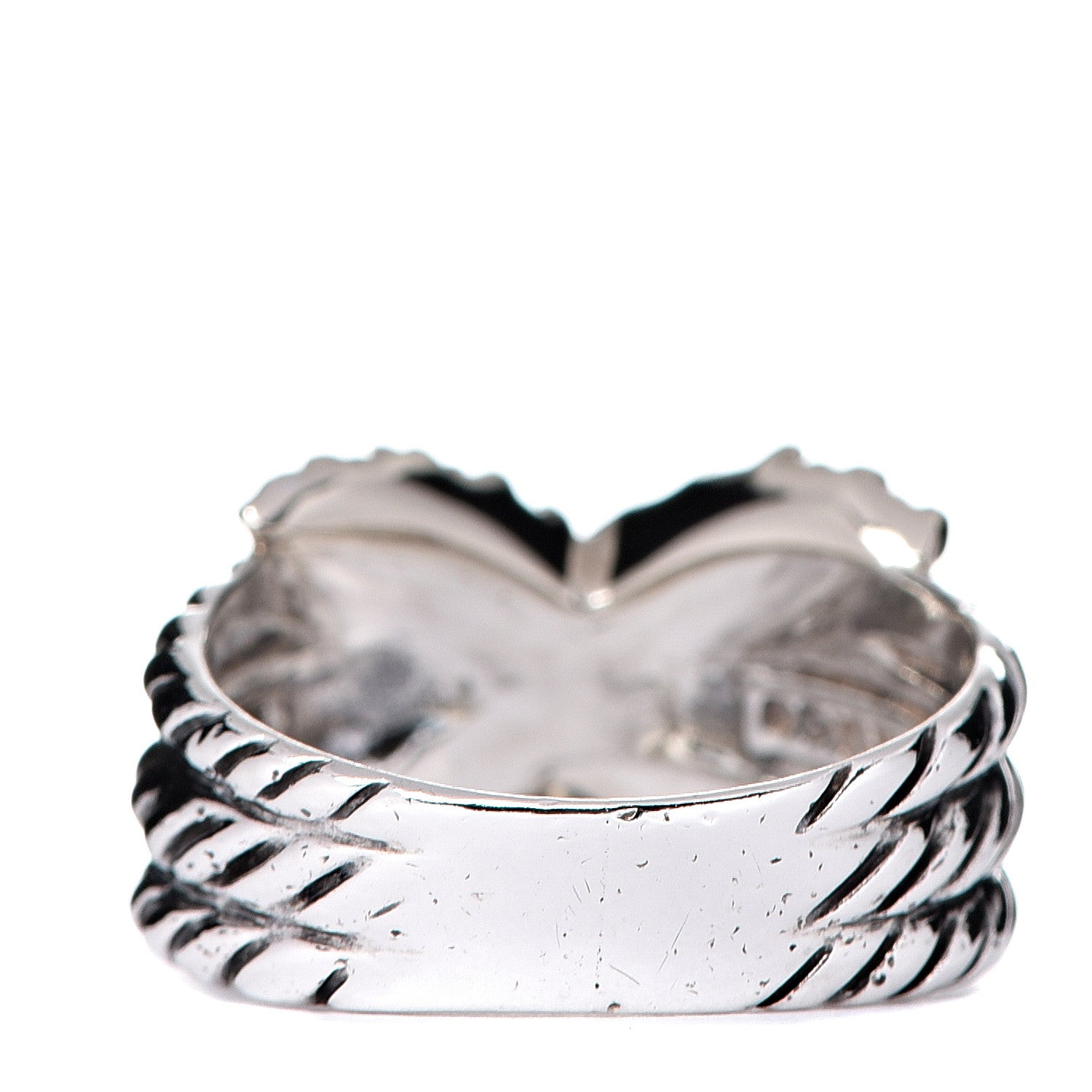David Yurman Sterling Silver Diamond 12mm X Crossover Ring 52 6 3 of 8