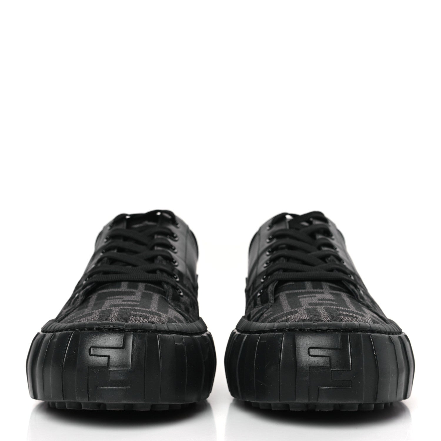 Fendi Fabric Jacquard Vitello Technical Fabric FF Mens Fendi Force Low Top Sneakers 12 Black 2 of 9