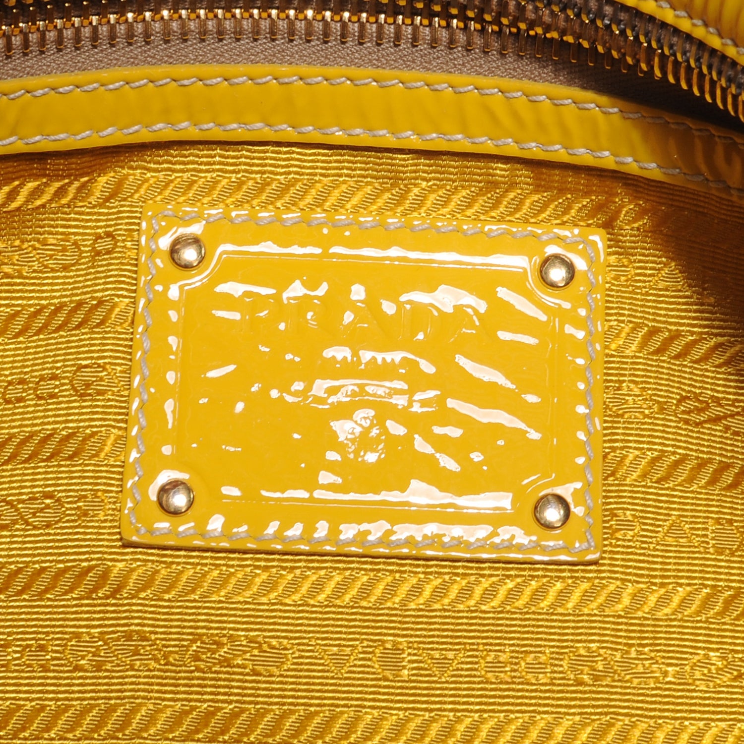 Prada Vernice Zippers Shoulder Bag Soleil 7 of 9