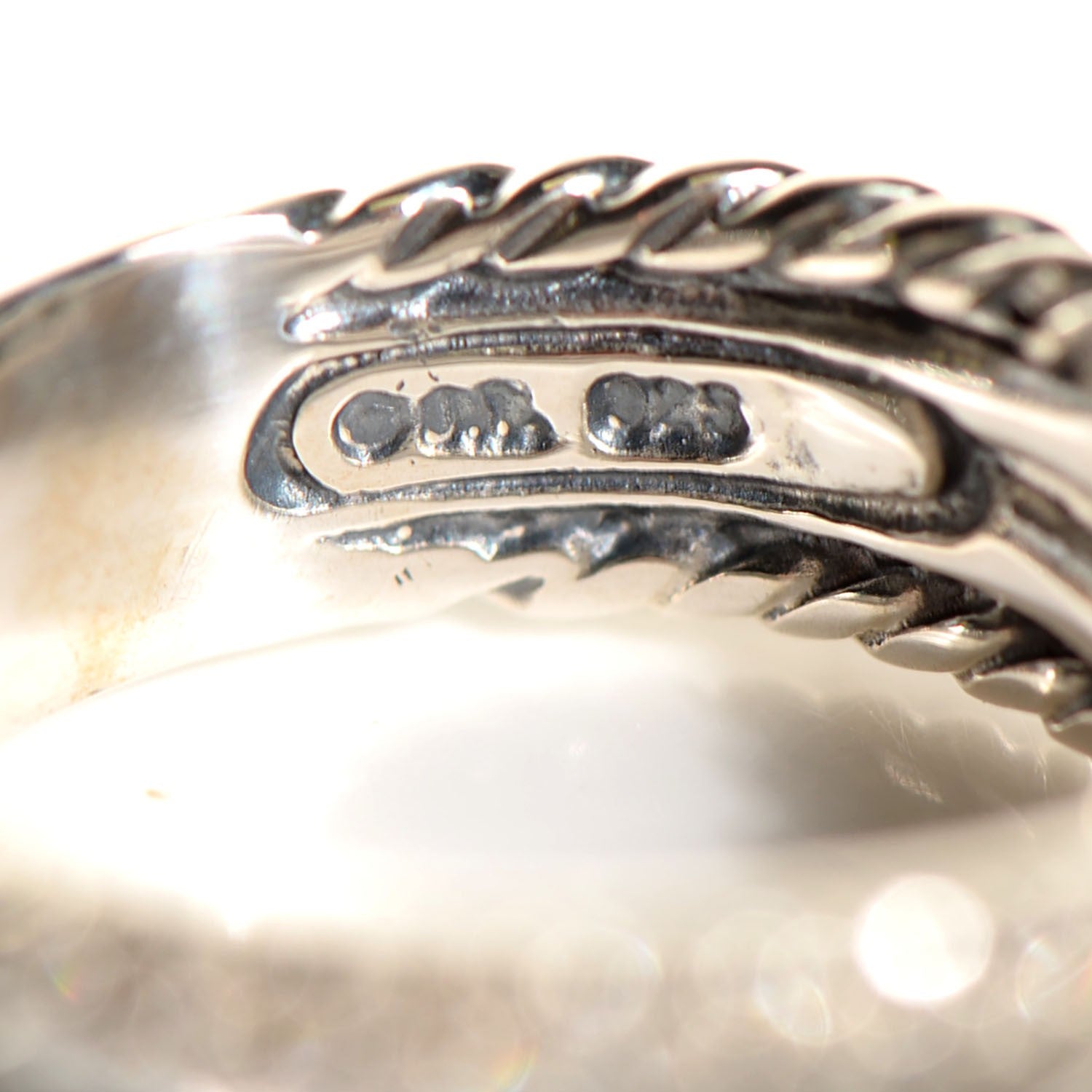 David Yurman Sterling Silver Pave Diamond 7mm Crossover Ring 5 4 of 5