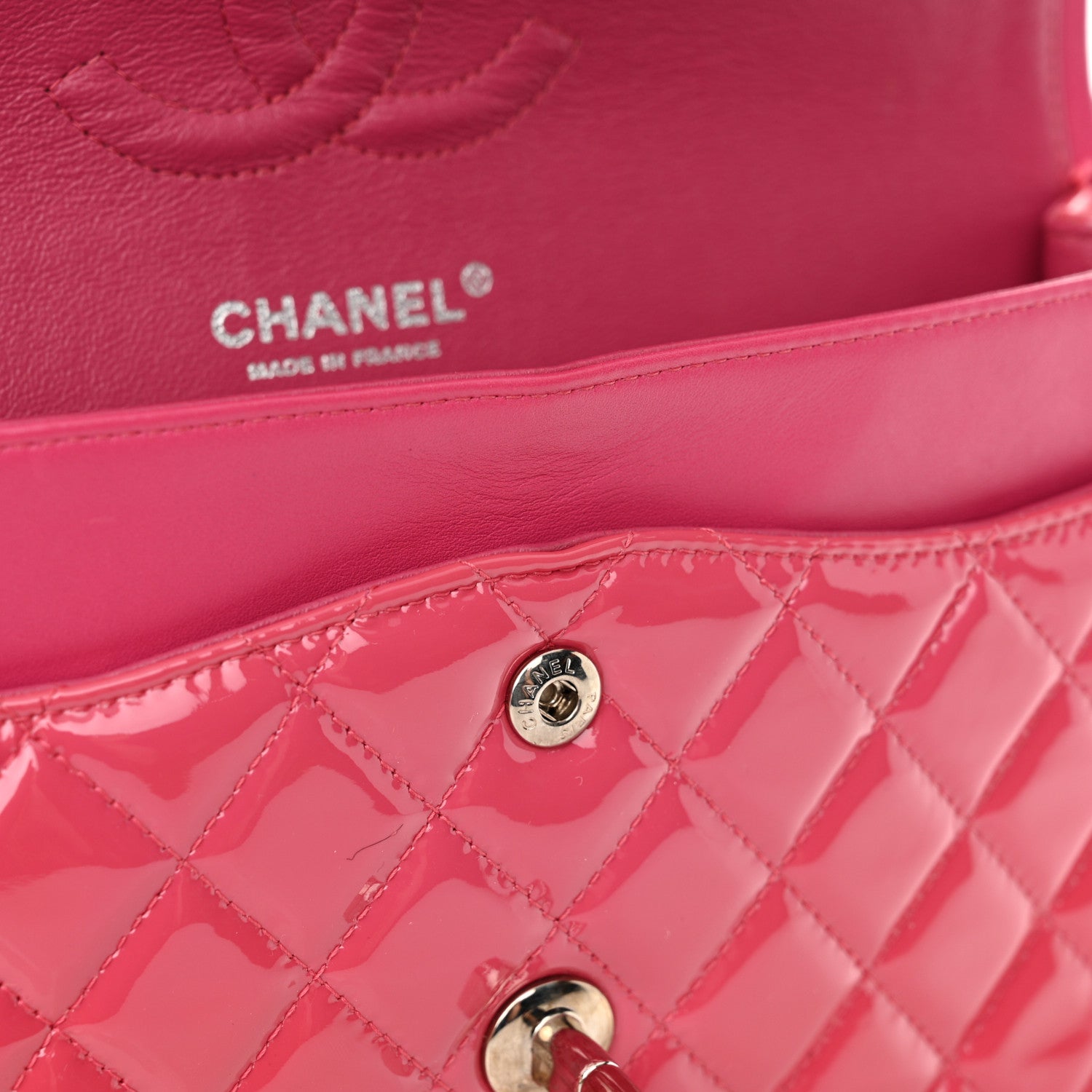 Chanel Patent Calfskin Quilted Medium Double Flap Pink 13 of 14