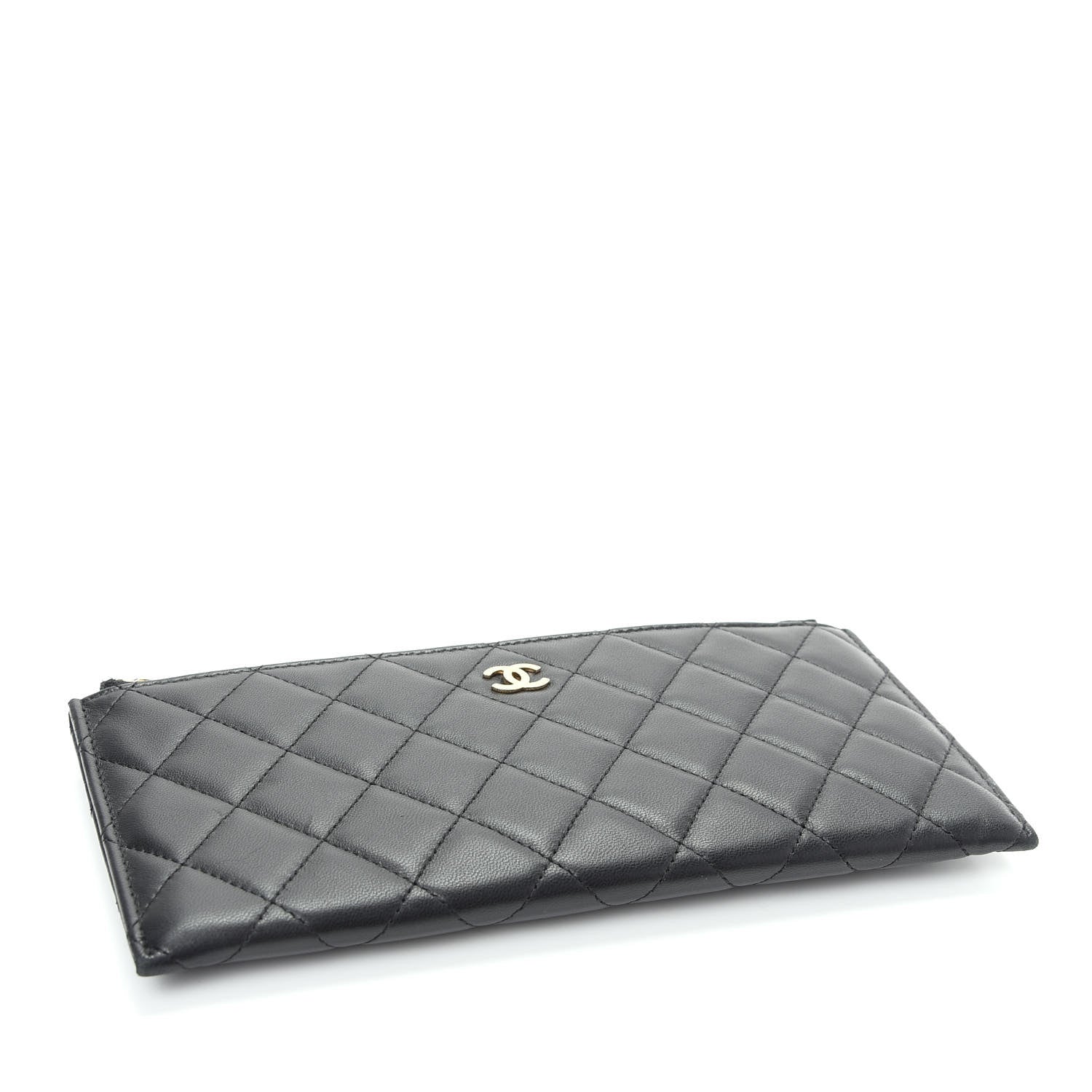 Chanel Lambskin Quilted Zip Pouch Black 4 of 9