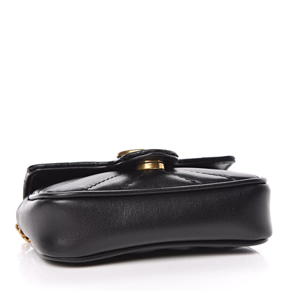 Gucci Calfskin Matelasse GG Marmont 2.0 Coin Purse On A Chain Black 4 of 9