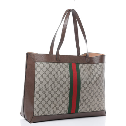 Gucci GG Supreme Monogram Web Ophidia Tote Brown 4 of 12