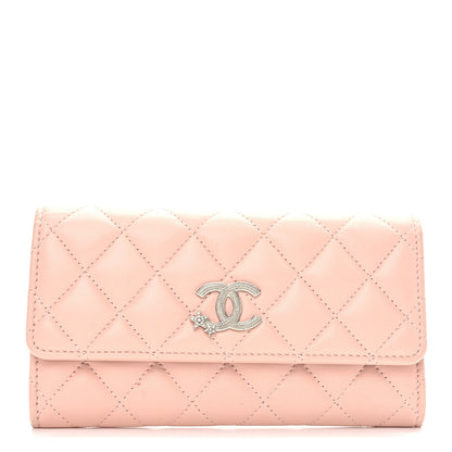 Chanel Calfskin Quilted Crystal CC Star Flap Wallet Light Pink 1 of 8
