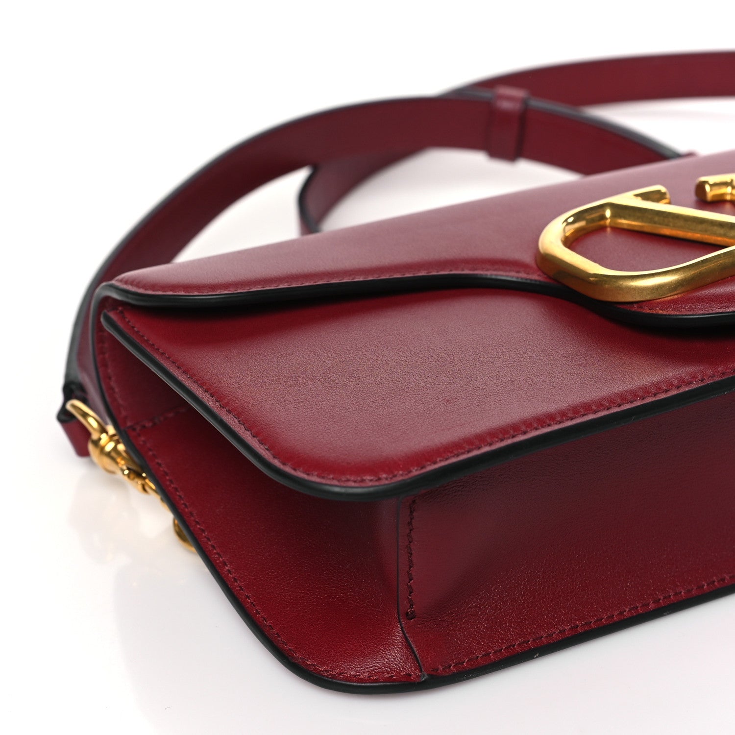 Valentino Garavani Calfskin Vlogo Loco Crossbody Bag Dark Red 8 of 9