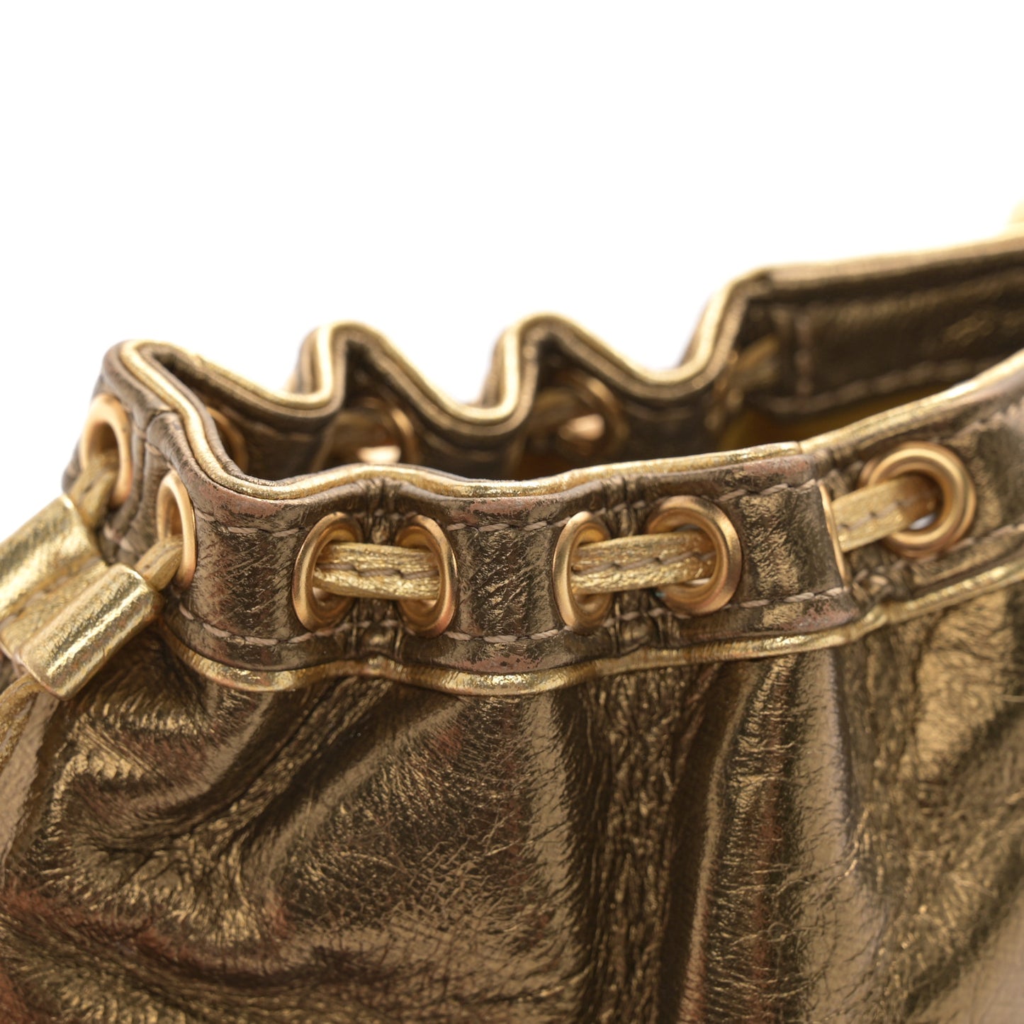 Metallic Calfskin Monogram Embossed Theda PM Gold