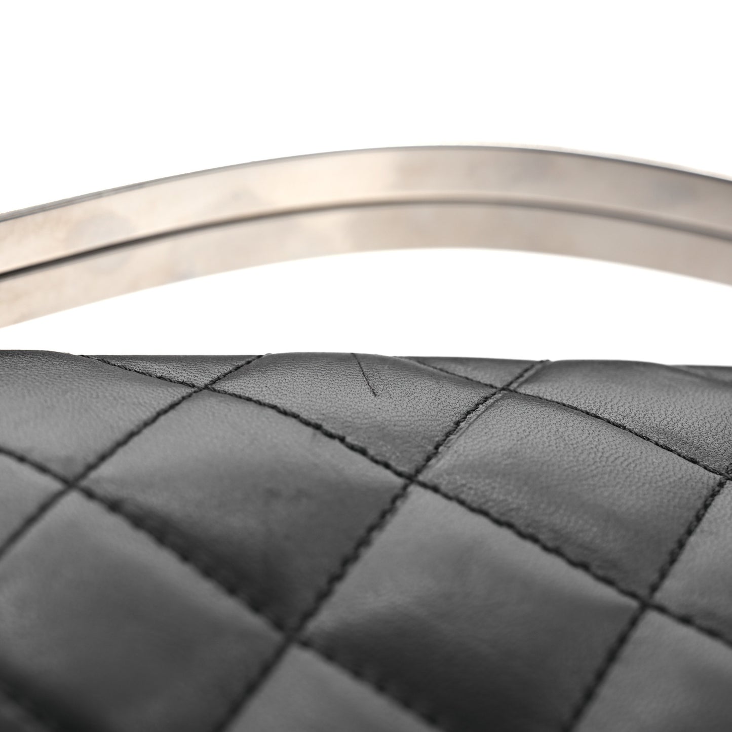 Lambskin Quilted Metal Frame Clutch Black