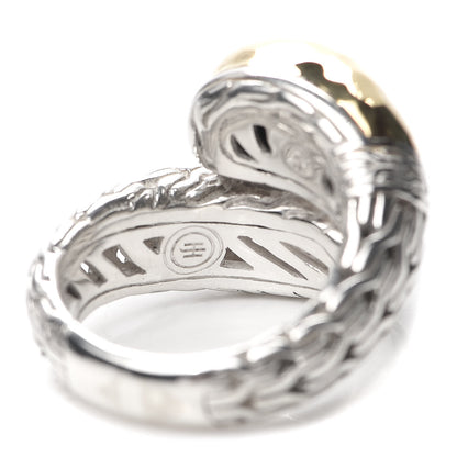 John Hardy Sterling Silver 18K Yellow Gold Hammered Palu Bypass Ring 56 7.5 5 of 5