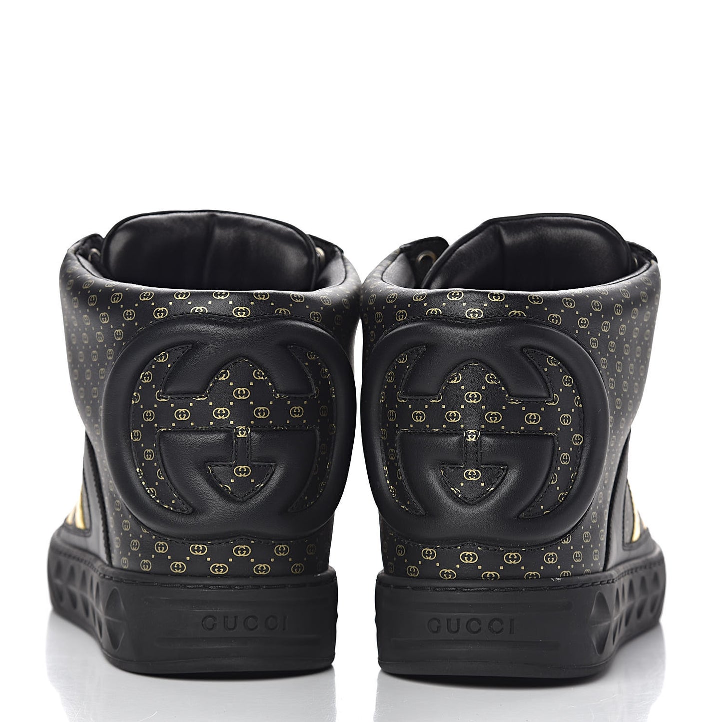 X DAPPER DAN Calfskin Laminated Ayers GG Micro Monogram Mens High Top Sneakers 8.5 Black