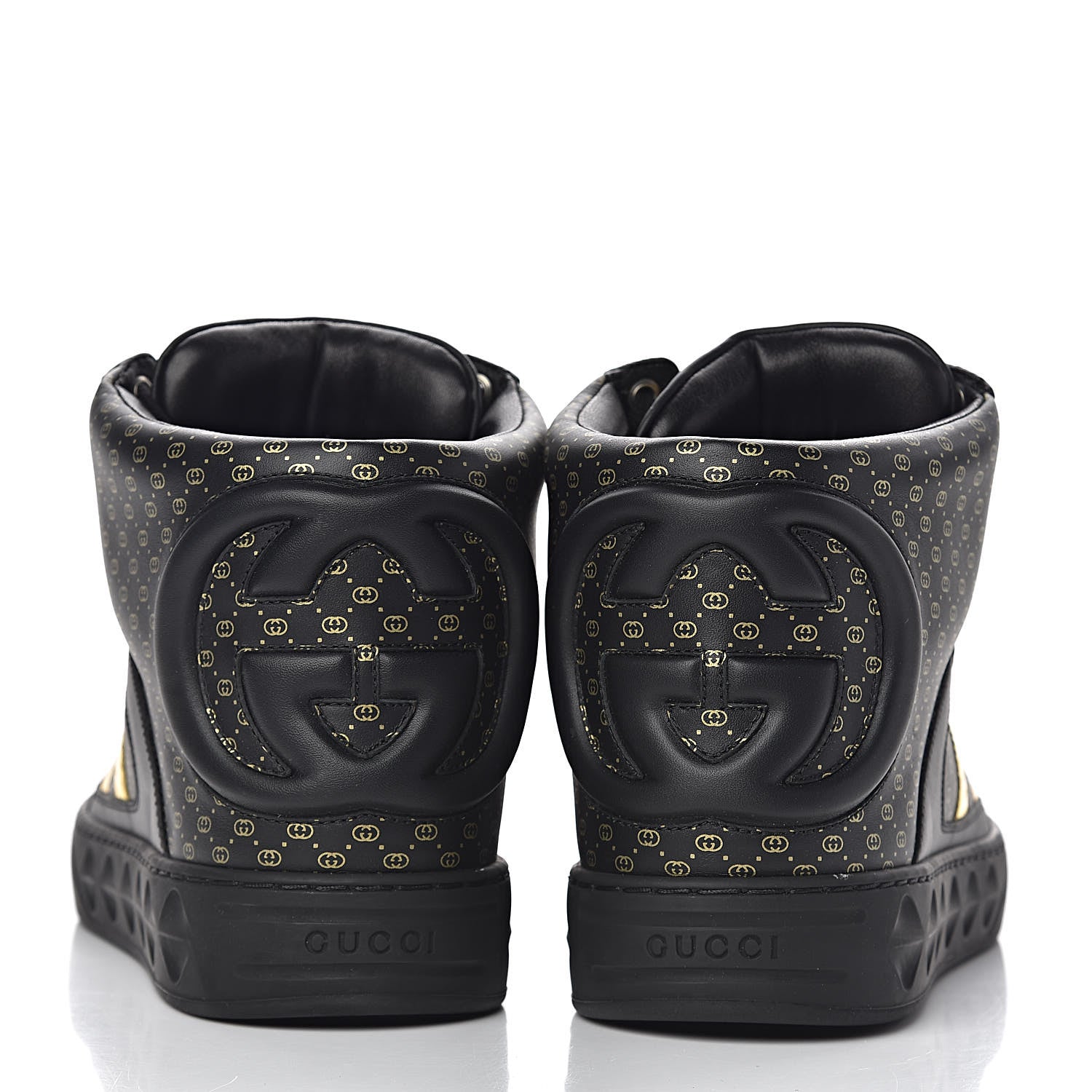 Gucci X DAPPER DAN Calfskin Laminated Ayers GG Micro Monogram Mens High Top Sneakers 8.5 Black 10 of 11