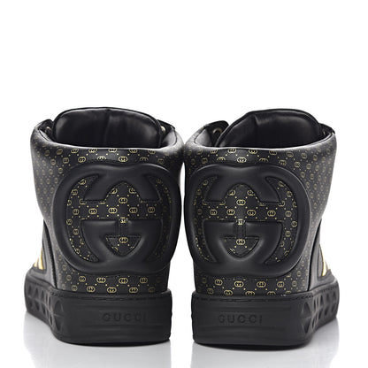 Gucci X DAPPER DAN Calfskin Laminated Ayers GG Micro Monogram Mens High Top Sneakers 8.5 Black 10 of 11