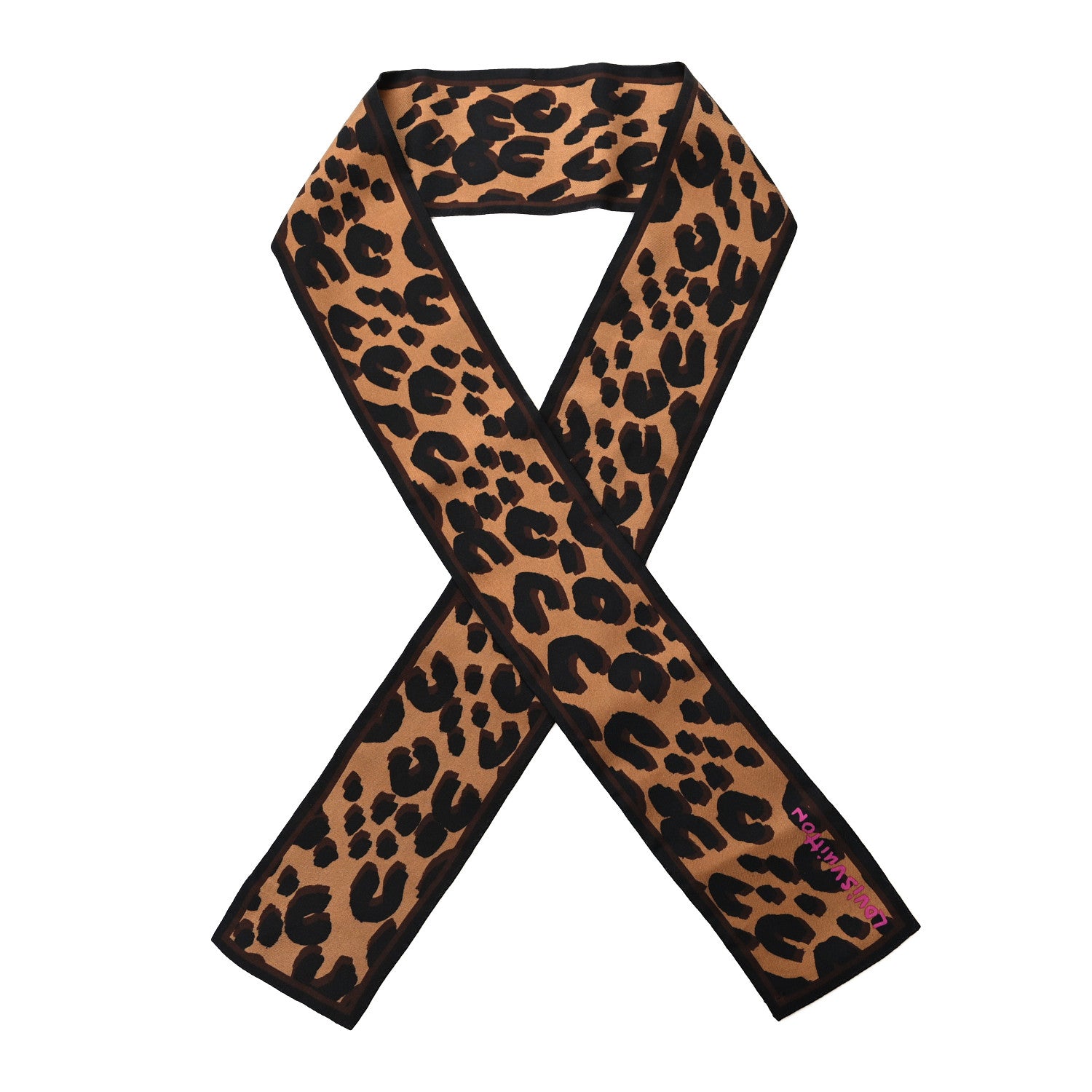 Louis Vuitton Silk Leopard Bandeau Scarf Marron 1 of 4