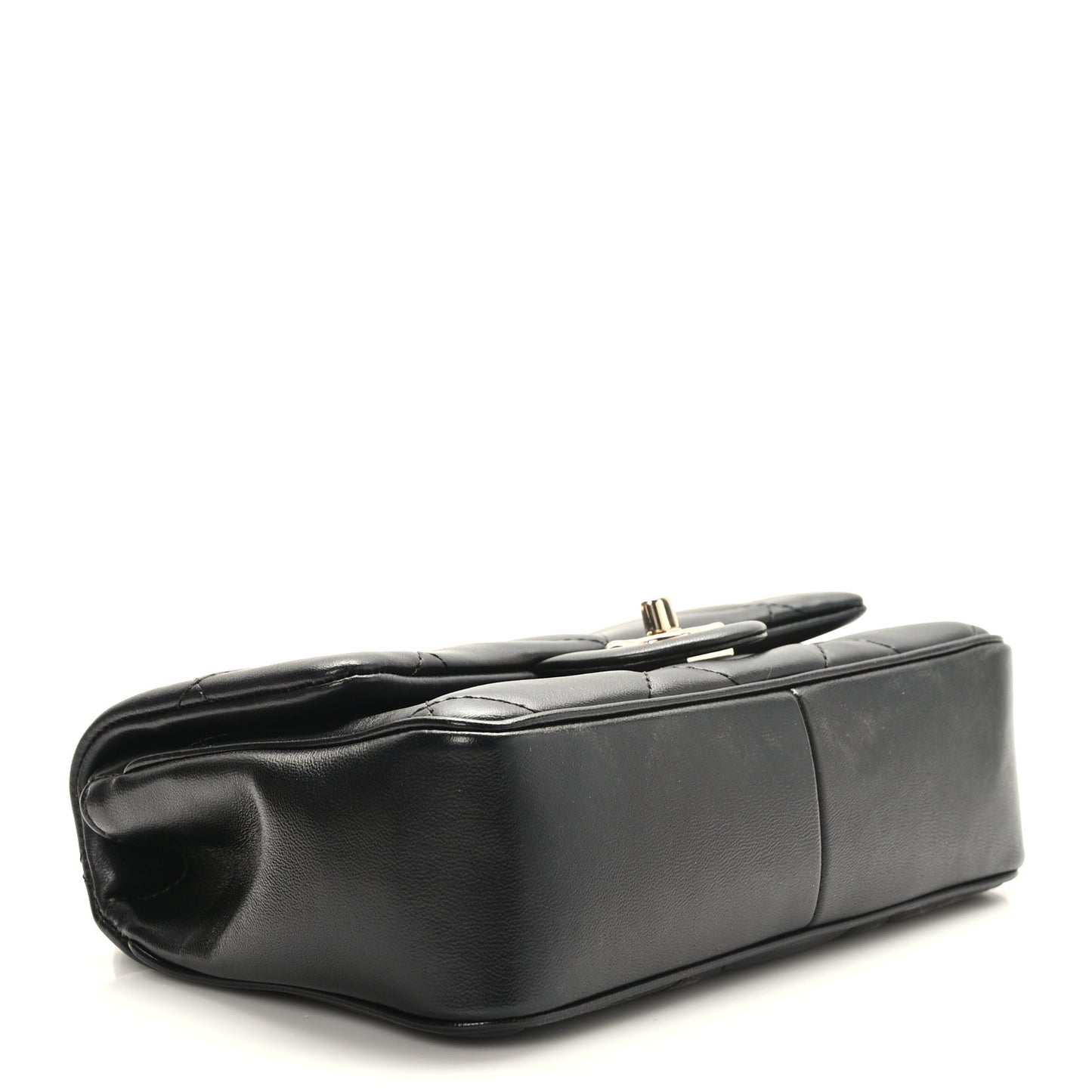 Lambskin Quilted Small Easy Carry Flap Black