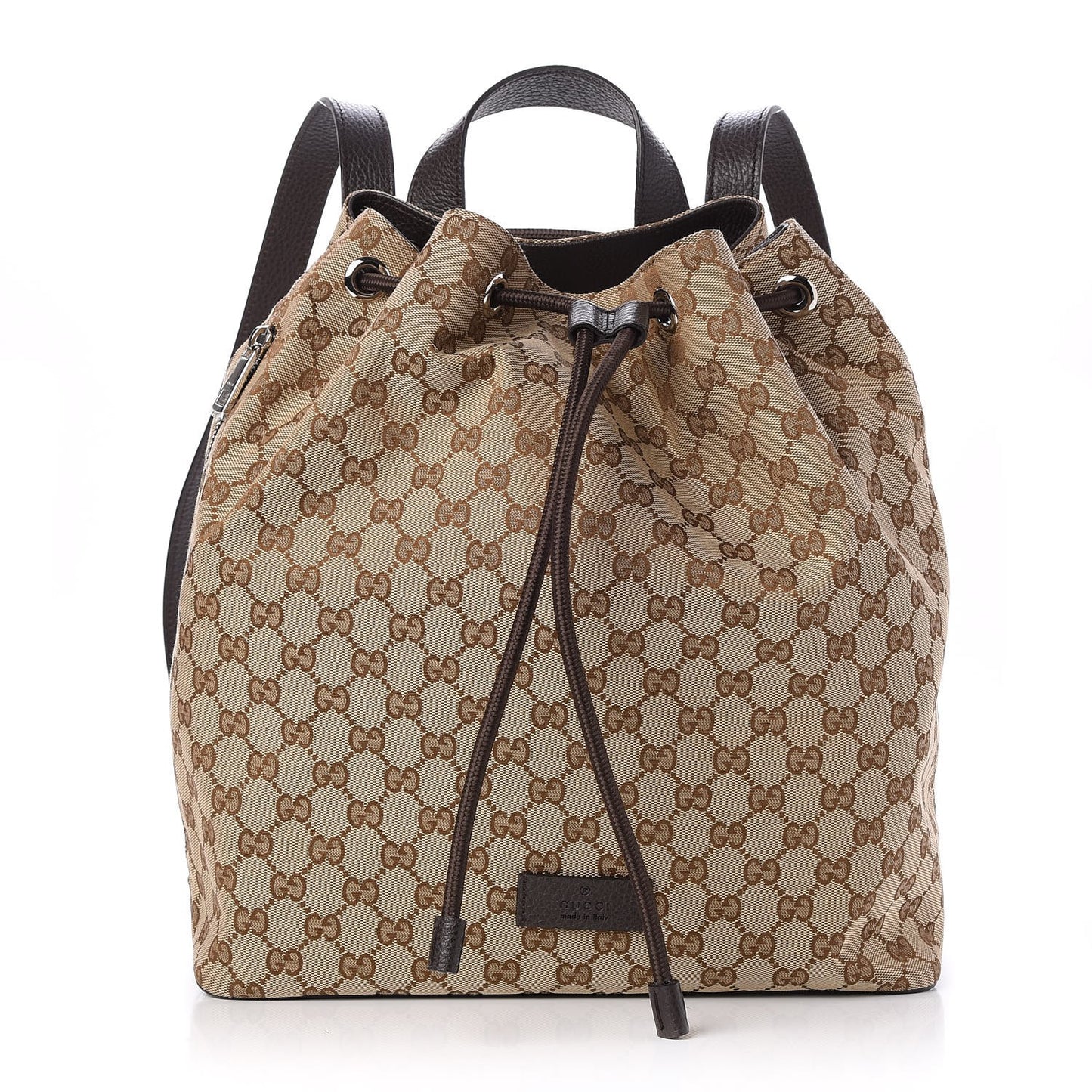 Monogram Dollar Calfskin O Drawstring Backpack Beige Ebony Testa di Moro Dark Chocolate
