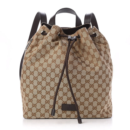 Gucci Monogram Dollar Calfskin O Drawstring Backpack Beige Ebony Testa di Moro Dark Chocolate 1 of 7