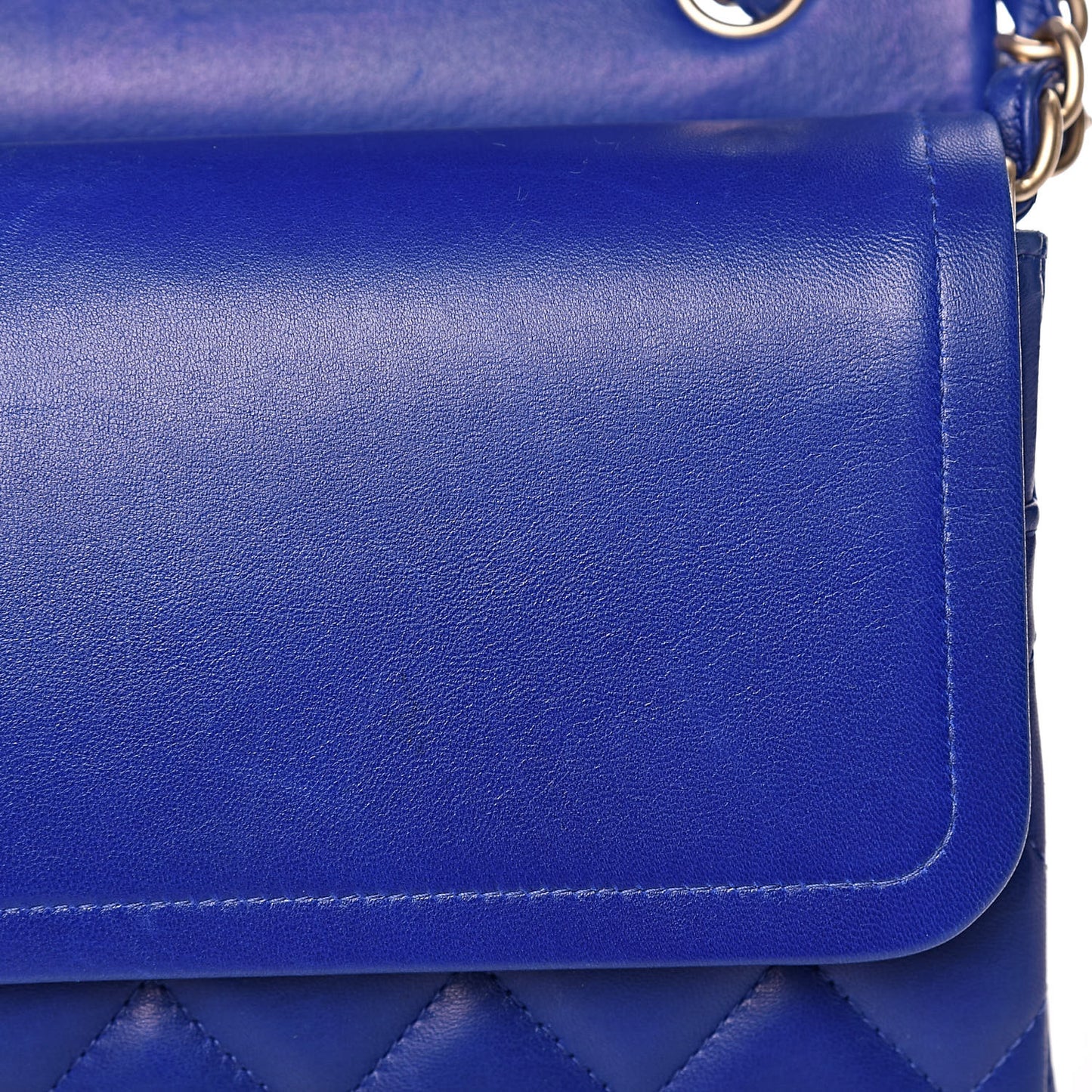Lambskin Quilted Jumbo Double Flap Blue