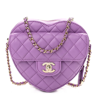 Chanel Lambskin Quilted CC In Love Heart Bag Purple 1 of 11