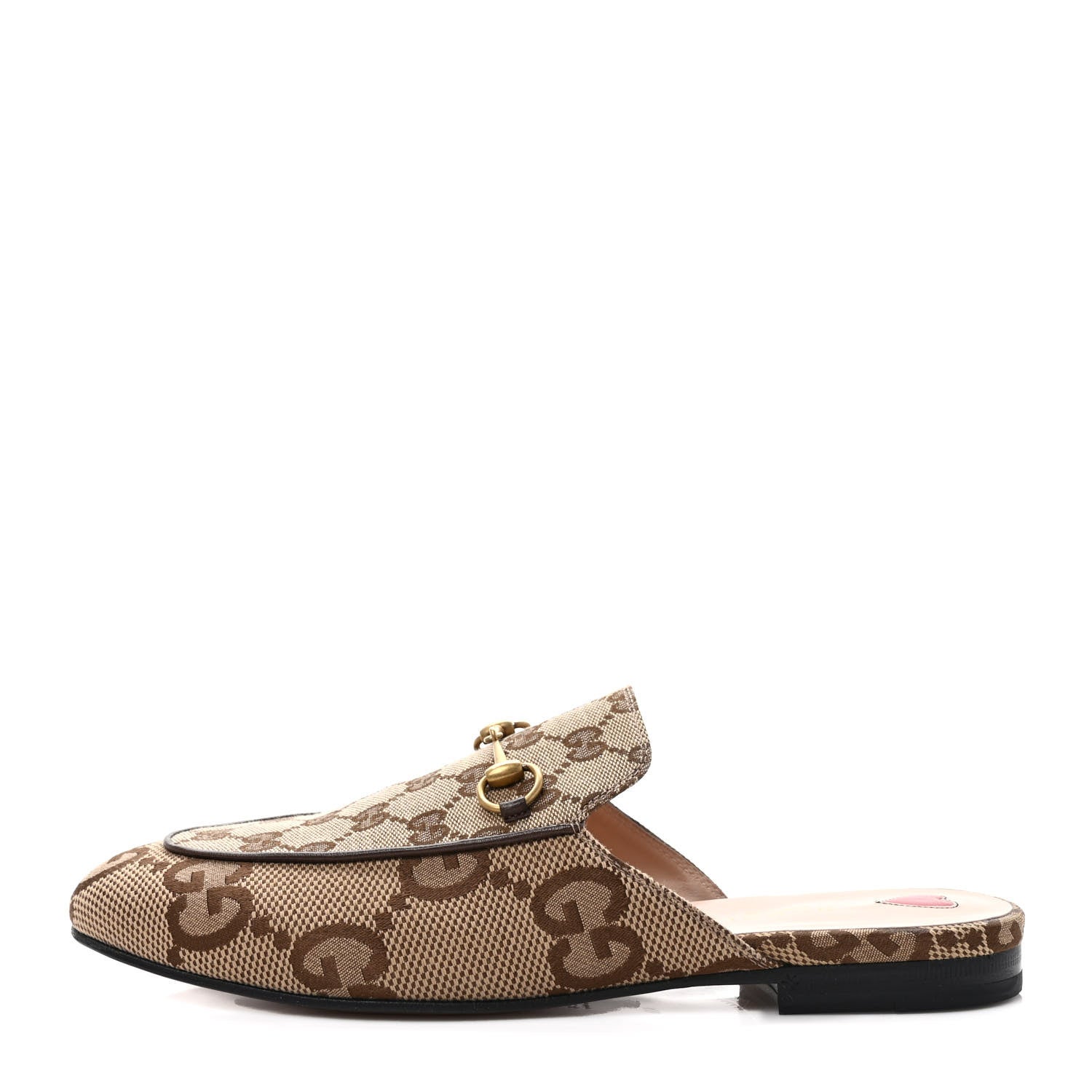 Gucci Monogram Jumbo GG Malaga Kid Womens Princetown Slippers 40 Camel Ebony New Acero Beige 1 of 8