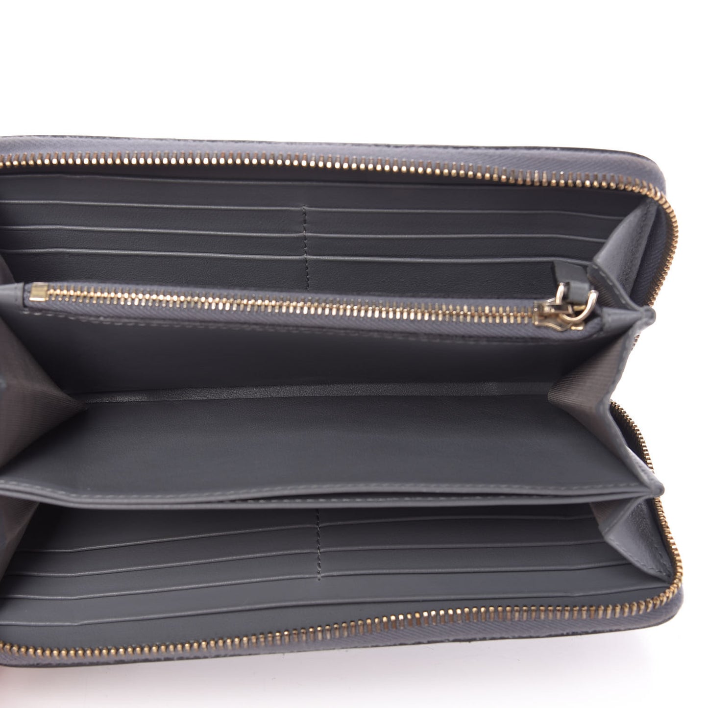 Calfskin Rockstud Zip Around Wallet Grey