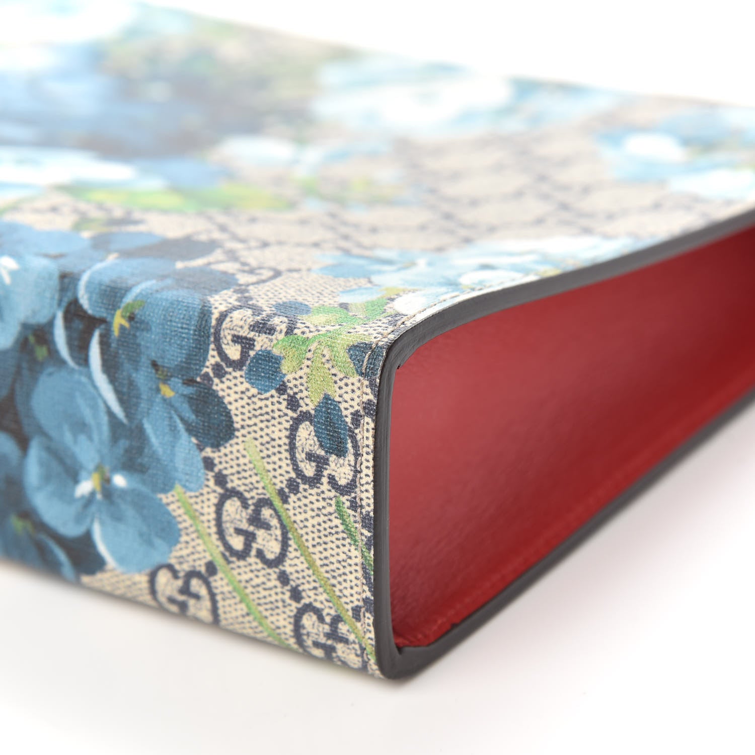 Gucci GG Supreme Monogram Blooms Large Cosmetic Case Beige Blue Navy Hibiscus Red 9 of 10
