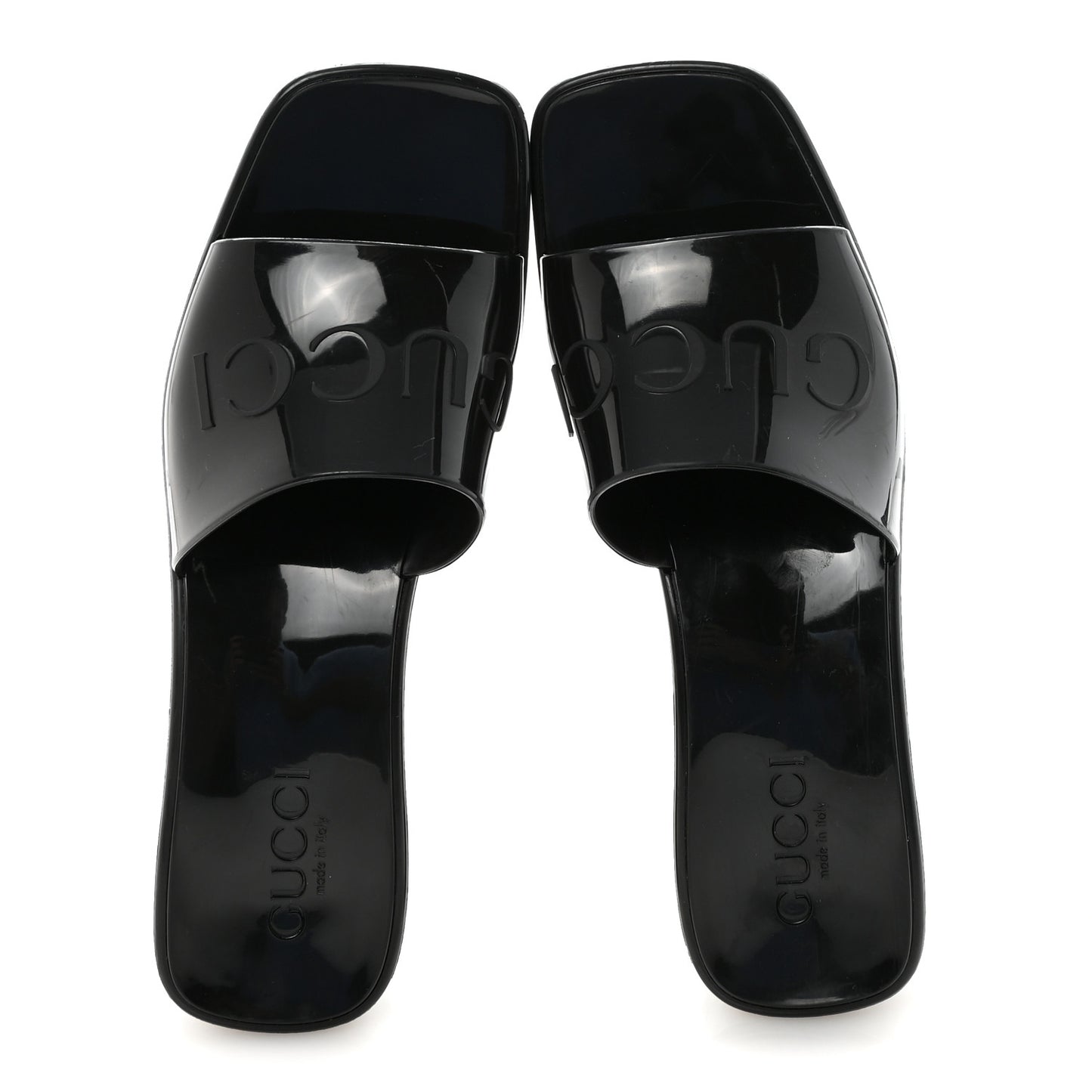 Rubber Gucci Logo Womens Platform 20/60mm Slide Sandals 37 Black